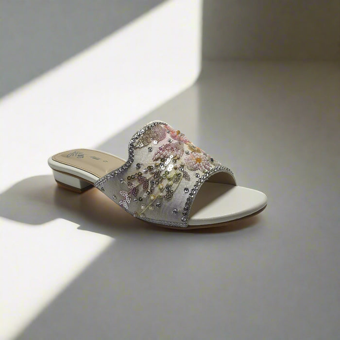 White | Fancy Slippers For Women