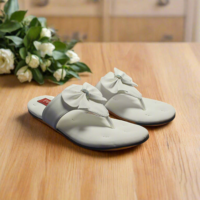 White | Flat Slippers for women